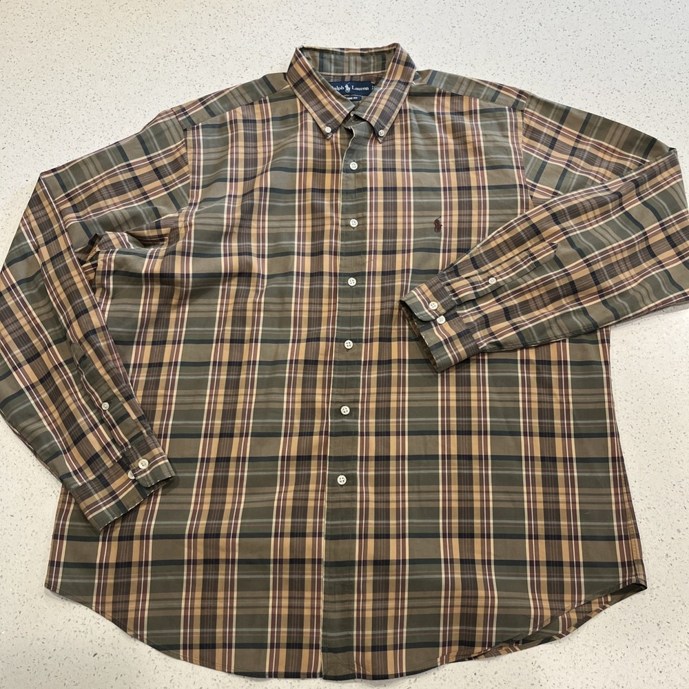 Polo Ralph Lauren Blake Classic Men's Button Down Beige Check Cotton XL‎ India